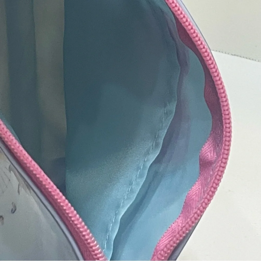 Catseye London Pug Dog Cosmetic Bag with Pink Bow. Zipper. Used. Vinyl.